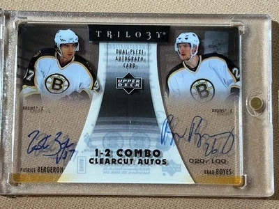 Patrice Bergeron Brad Boyes Dual auto Trilogy 1-2 Combo Clearcut Auto 2006-07 - Image 1 of 2