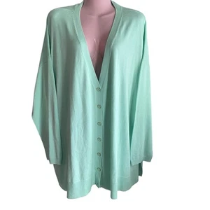 NWT Talbots Cardigan Sweater Women's 3X Plus Green Button Front V Neck Classic - Picture 1 of 7