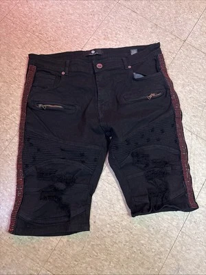 Pantalones cortos de mezclilla Focus Jeans para hombre 38 cortes desgastados Foto 1 de 4