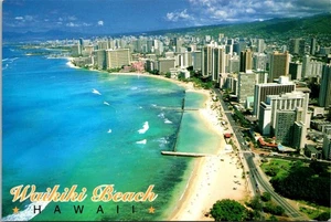 Postcard Waikiki Beach Hawaii HI Aerial View - Picture 1 of 2