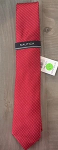 NWT Nautica Men's Adrift Grid Class Red Tie Osfa Red MSRP$55 - Picture 1 of 3