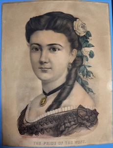 Currier & Ives Antique Original Lithograph The Pride Of West Damaged 16x12” 1870 - Picture 1 of 13