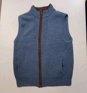 LL Bean 100% Merino Wool Men's Waterfowl Sweater Vest Medium Slate Blue Heather - Picture 1 of 12
