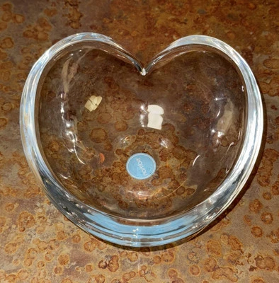 NOVA tigela em forma de coração de vidro Nambe para decoração de casa ou louça, média 6,25" transparente - Imagem 1 de 4