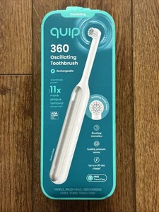 QUIP 360 OSCILLATING RECHARGEABLE TOOTHBRUSH W/ TRAVEL CASE White & Silver (1032 - Picture 1 of 18