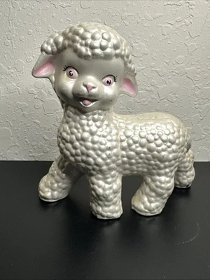 Estatuilla de cordero kitsch linda guardería Kawaii cerámica antropomórfica de colección Foto 1 de 4