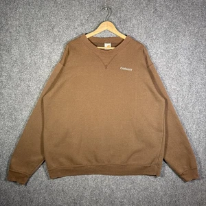 Vintage Carhartt Sweatshirt Mens 2XL Brown 90s Faded Baggy Workwear Chocolate - Picture 1 of 7