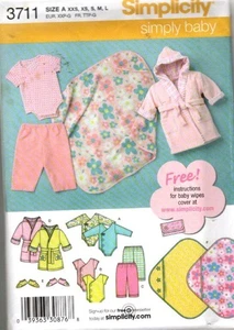 SIMPLICITY 3711 BABY LAYETTE SIZE- XXS, XS, S, M, L - Picture 1 of 1