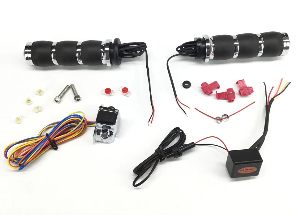 Empuñaduras de manillar Avon Heated Velvet Air cromadas/negras (AIR-93-HT) Foto 1 de 1