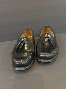 G.H. Zapatos de vestir mocasines Bass Weejuns Glenmore 11D de cuero negro con borla para hombre - Imagen 1 de 13