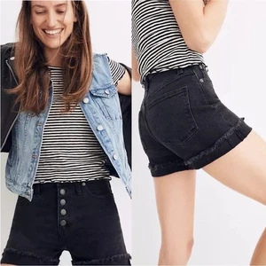 MADEWELL High-Rise Jeansshorts schwarz sichtbare Knöpfe Größe 26 - Bild 1 von 7