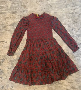 Polo Ralph Lauren Paisley Smocked Long Sleeve Dress Girls M (10-1 2) Holiday - Picture 1 of 9