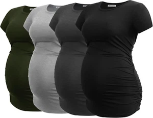 Women'S 4 Pack Maternity Shirts Short Sleeve Pregnancy Tops Clothes - Picture 1 of 20