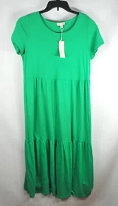 New Womens T-shirt Maxi Dress XL Summer Kelly Green Short Sleeve Tiered NWT - Picture 1 of 8