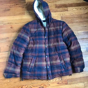 Levi's Herren Steppjacke mit Kapuze Gr. M gefüttert Winter Outdoor kariert braun schwer - Bild 1 von 14