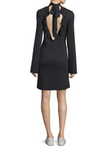NWT IRO Jeans Cassy Mock Neck Open Back Ruffle Dress Gray $210 - Picture 1 of 9
