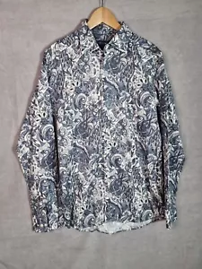 Eton paisley print slim-fit mens twill shirt white blues sz L (16.5") immaculate - Picture 1 of 10
