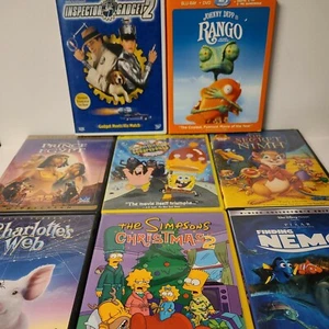 Lot of 8 Kids DVDs  Comedy / Adventure SpongeBob Rango Nemo Simpsons ETC - Picture 1 of 12