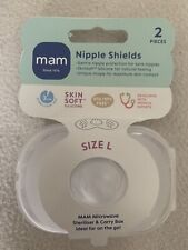 MAM x2 Nipple Shield Protector Baby Toddler Feeding Size L Steriliser Box
