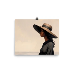 Schwarze Frau Wandbild | Ölgemälde Druck Küste Schwarz Kunst - Bild 1 von 5