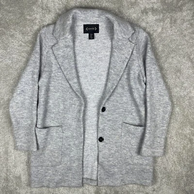 Nanette Lepore Cardigan Women's Medium Gray Open Front Buttons Heavyweight Wool - Image 1 of 4