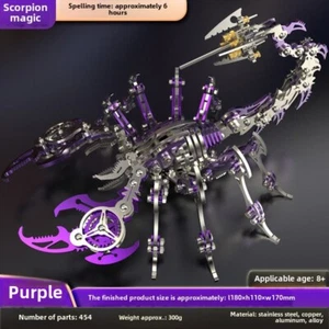 Purple mechanical assembly model Scorpion King 3D stainless steel toy gift 3# - Picture 1 of 7