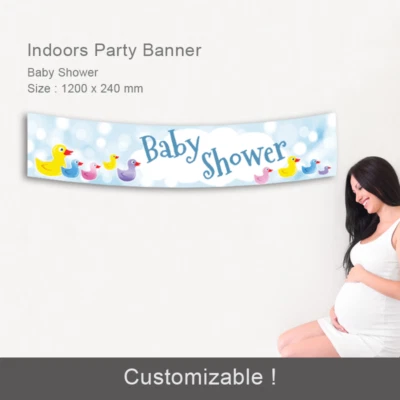 Decoração de tecido unissex personalizada para chá de bebê festa patos banner menino menina - Imagem 1 de 4