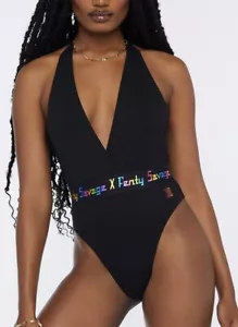 Savage X Fenty Missy Forever Rainbow Logo Halter Bodysuit Size Small - Picture 1 of 12