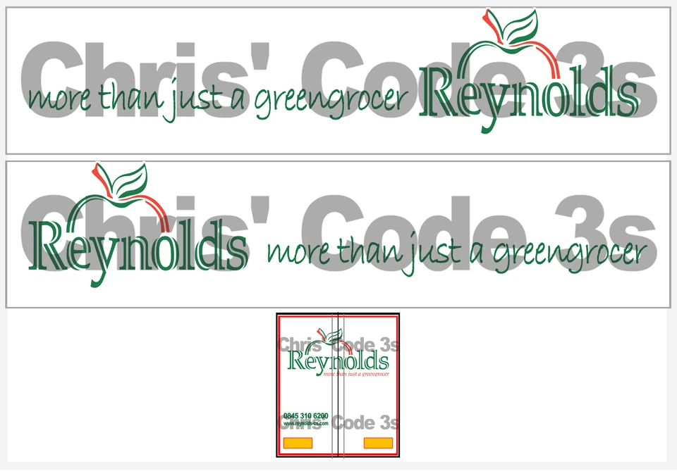 Code 3 Adhesive Vinyl Trailer Decals - Reynold's - 1/50 1/76 1/148 1/64 1/87 - Image 1 of 1
