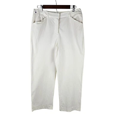 Lilly Pulitzer Capris Pants Size 10 White Cotton Blend Straight-Leg Cropped - Image 1 of 4