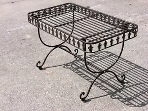 FRENCH DESIGN garden coffee table black outdoor wrought iron quality - Picture 1 of 7
