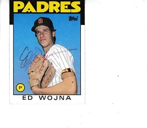 1986 Topps Baseball #211 Ed Wojna San Diego Padres signed Autogramm - Bild 1 von 1