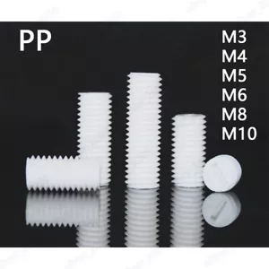 PP Polypropylene Plastic Slotted Set Screws With Flat Point M3 M4 M5 M6 M8 M10 - Picture 1 of 6
