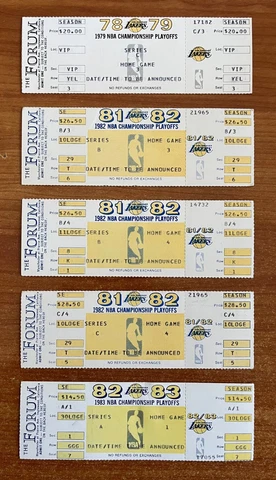 MAGIC JOHNSON & KAREEM ABDUL-JABBAR 1980s NBA LAKERS SHOWTIME FULL TICKET LOT Cover