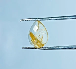 2ct 100%Natural Golden Rutilated Quartz Faceted Pear Cabochon Gemstone A5 - Picture 1 of 5