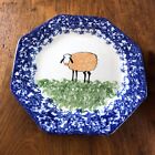 Molly Dallas Spatterware Folk Art Blue Sheep B&B Dessert Plate 6 7/8" C295