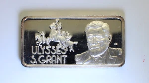 Escasa barra de arte de plata Ulysses S Grant 1974 1 OZ .999 Hamilton como nueva - Imagen 1 de 3