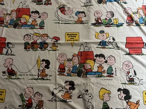 Vintage 1971 Snoopy Peanuts Happiness Is Twin Flat Sheet Crib Blanket Cutter - Picture 1 of 8