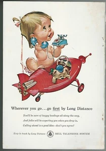 1961 BELL TELEPHONE advertisement, baby girl cartoon Pete Hawley art - Bild 1 von 3