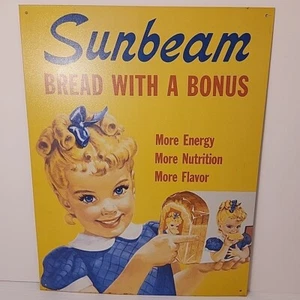 Repro Vintage Sunbeam/Aunt Millie's Bread Tin Sign Advertisement 16 X 12.5 - Picture 1 of 7