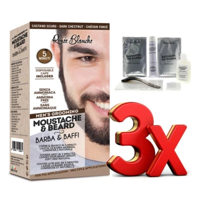 Renée Blanche Colorazione Barba e Baffi Tintura Varie Colorazioni 3pz 2x20ml