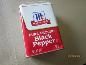 Vintage Kitchen BLACK PEPPER McCormick red & white 3" TIn used - Picture 1 of 3