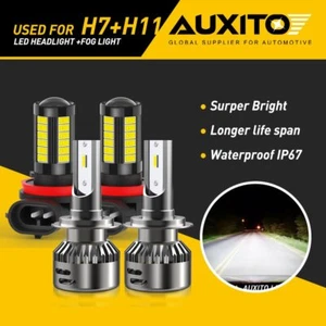 AUXITO White Combo H11 H7 Bulb LED Headlight High/Low Beam 6000K Fog Light Bulbs - Bild 1 von 12