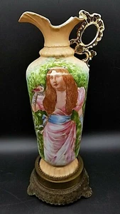 Antiguo JARRÓN URNA ART NOUVEAU CON MUJER, ESCENA EN ACCIÓN CUERPO 13 1/2" Alto - Imagen 1 de 6