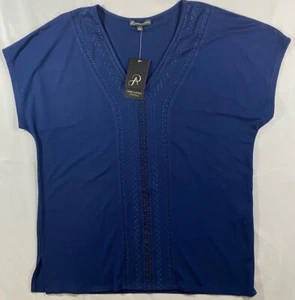 Neu mit Etikett Adrianna Papell marineblau schulterfreies besticktes Oberteil Damen Small - Bild 1 von 4