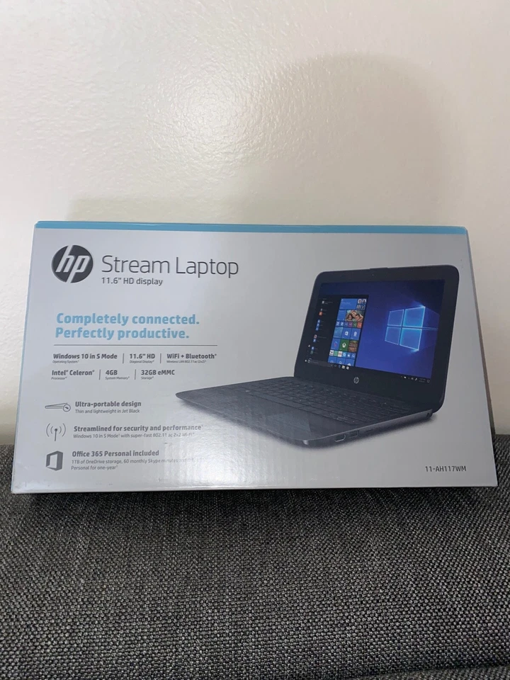new* HP 11-ah117wm Stream 11.6" Celeron N4000 4 GB RAM 32 GB eMMC - Black - Image 1 of 4