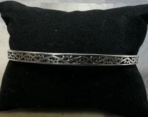 Handmade KMI Proverbs 17:17 925 Sterling Filagree Bangle 8 1/4” Inner 15.8g - Picture 1 of 7