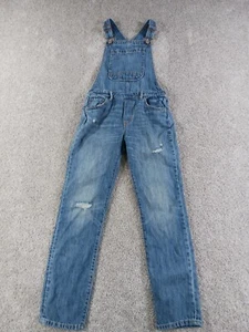 Gap Kids Denim Girls XL Overalls Blue Distressed Pockets 100% Cotton - Picture 1 of 16
