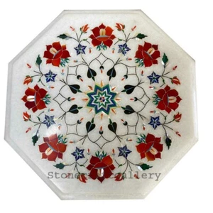 12" Marble Table top handmad floral inlay semi precious stones work - Picture 1 of 3