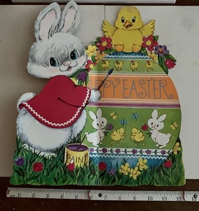 Vintage Easter Decoration Bunny Chick Egg Spring Die Cut - Picture 1 of 2